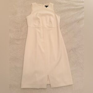 Ann Taylor Cream Sleeveless Midi Sheath Dress
